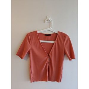 Zara crop top - short sleeve- rose color